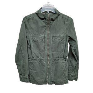 Gap‎ Utility Cargo Military Jacket Olive Green Full Zip Lightweight Womens XS